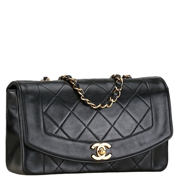 Chanel Bag Lambskin Shoulder 23 Chain Matelasse Black Diana - Picture 1 of 12